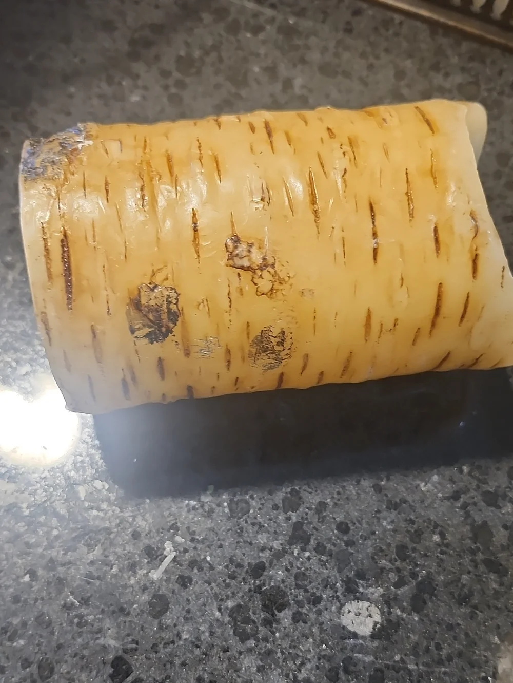 LED Birch Bark Pillar Candle Set in Cream - Unbranded